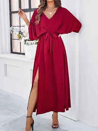 SpringFinesse - V-neck Spring Dress-Red-XS-State of Style