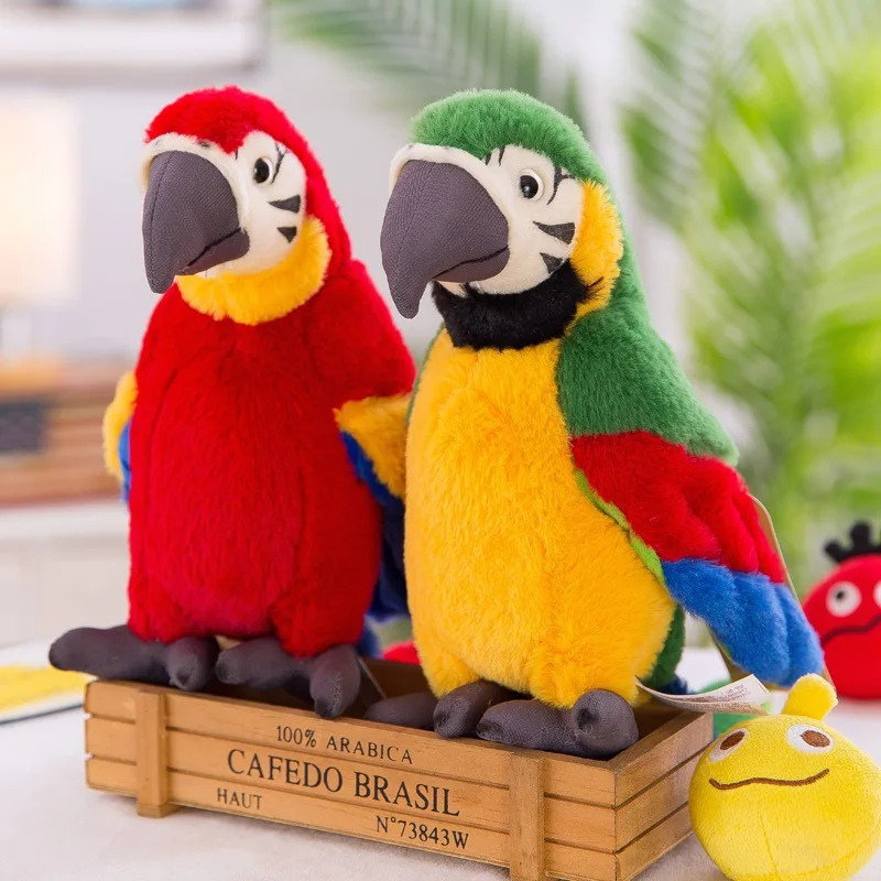 Squawkie the Chatty Parrot Plush Toy-Red-State of Style