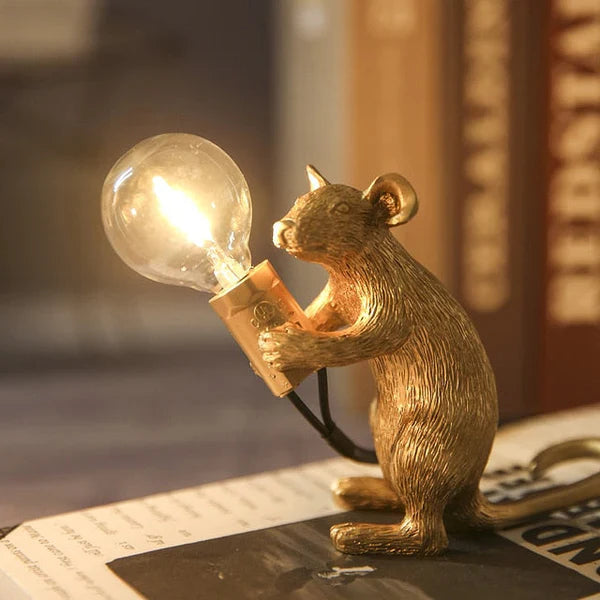 SqueakLight Mouse lamp-Sitting Mouse / Gold-State of Style