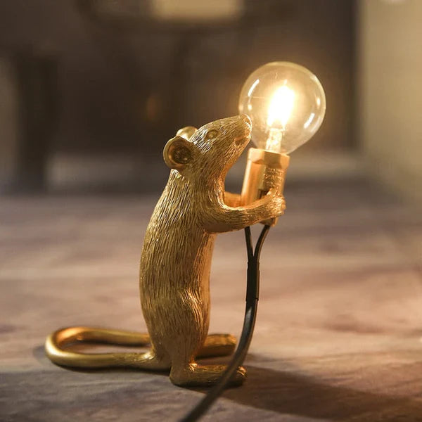 SqueakLight Mouse lamp-Standing Mouse / Gold-State of Style