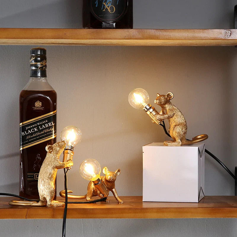 SqueakLight Mouse lamp-Standing Mouse / Gold-State of Style