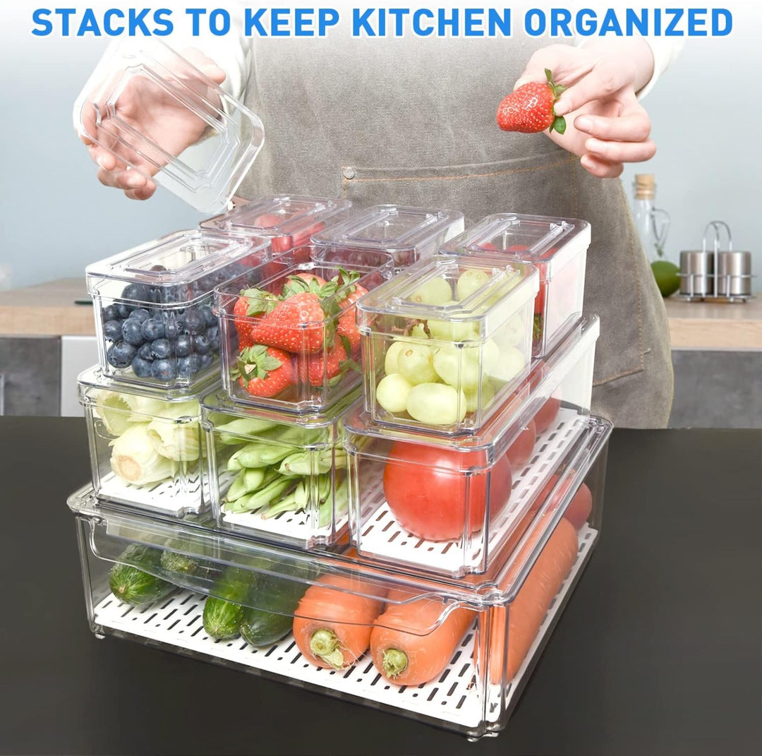Stackable Fridge Organizer Set of 10 - FridgeMaster-State of Style