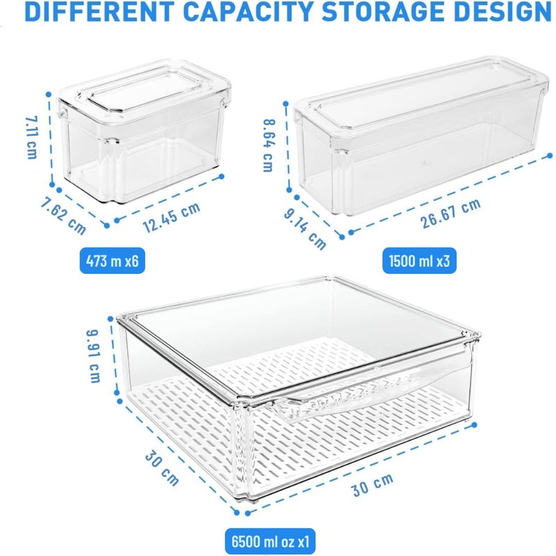 Stackable Fridge Organizer Set of 10 - FridgeMaster-State of Style