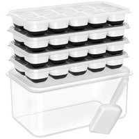 Stackable Silicone Ice Cube Trays with Storage Bin-Black and White-State of Style