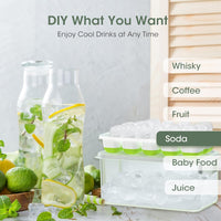 Stackable Silicone Ice Cube Trays with Storage Bin-White-Green-State of Style