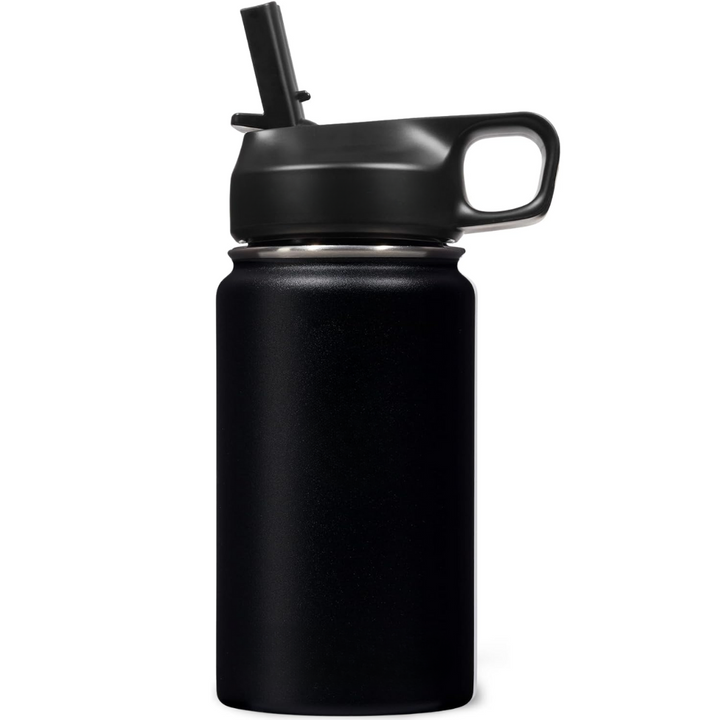 Stainless Steel Insulated Water Bottle with Straw - For Cold & Hot Drinks-Black-400 ml-State of Style