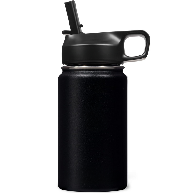 Stainless Steel Insulated Water Bottle with Straw - For Cold & Hot Drinks-Black-400 ml-State of Style