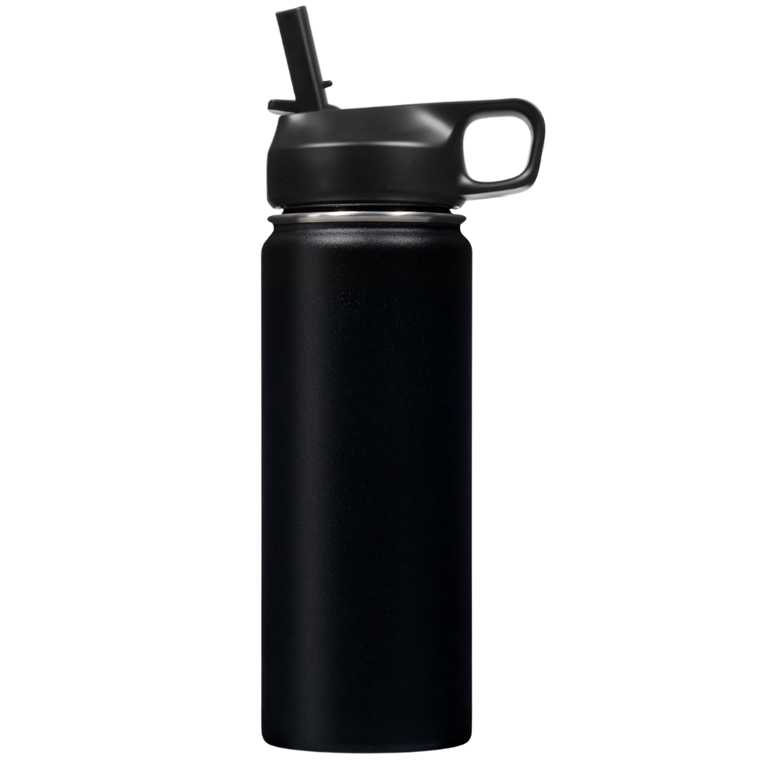 Stainless Steel Insulated Water Bottle with Straw - For Cold & Hot Drinks-Black-500 ml-State of Style