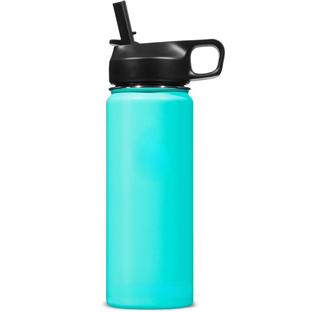 Stainless Steel Insulated Water Bottle with Straw - For Cold & Hot Drinks-Blue-Green-500 ml-State of Style