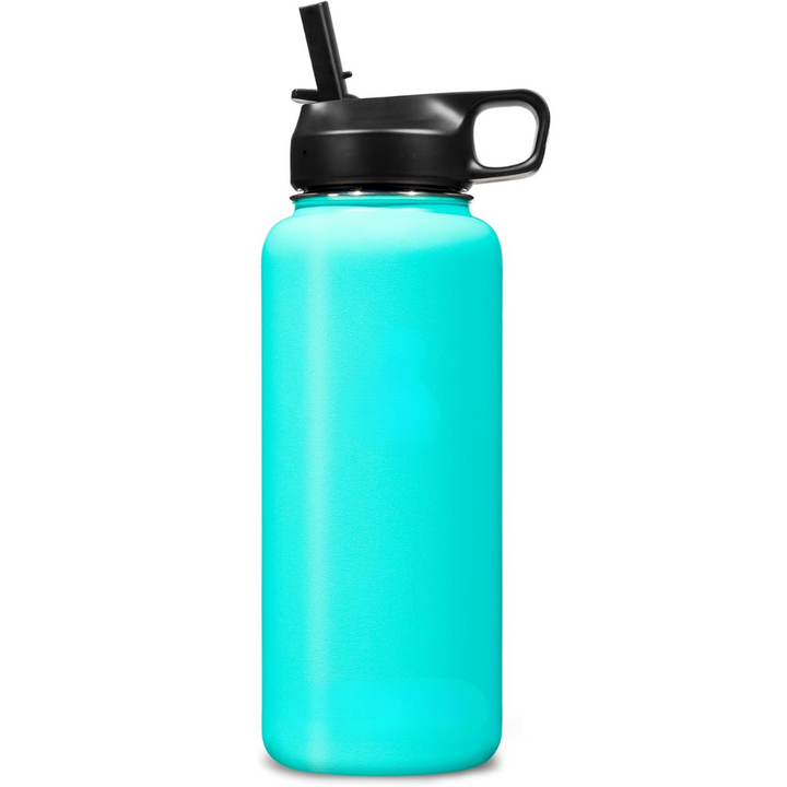Stainless Steel Insulated Water Bottle with Straw - For Cold & Hot Drinks-Blue-Green-950 ml-State of Style