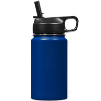 Stainless Steel Insulated Water Bottle with Straw - For Cold & Hot Drinks-Dark Blue-400 ml-State of Style