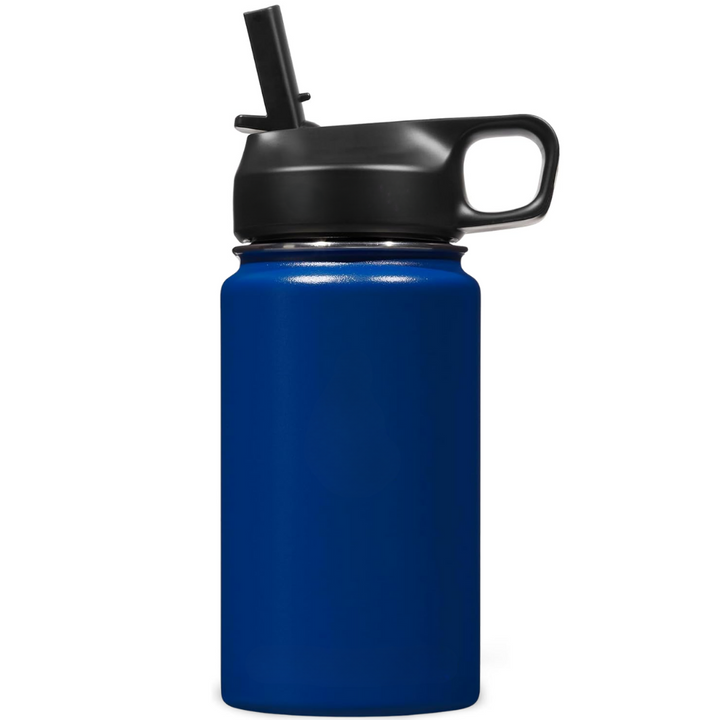 Stainless Steel Insulated Water Bottle with Straw - For Cold & Hot Drinks-Dark Blue-400 ml-State of Style