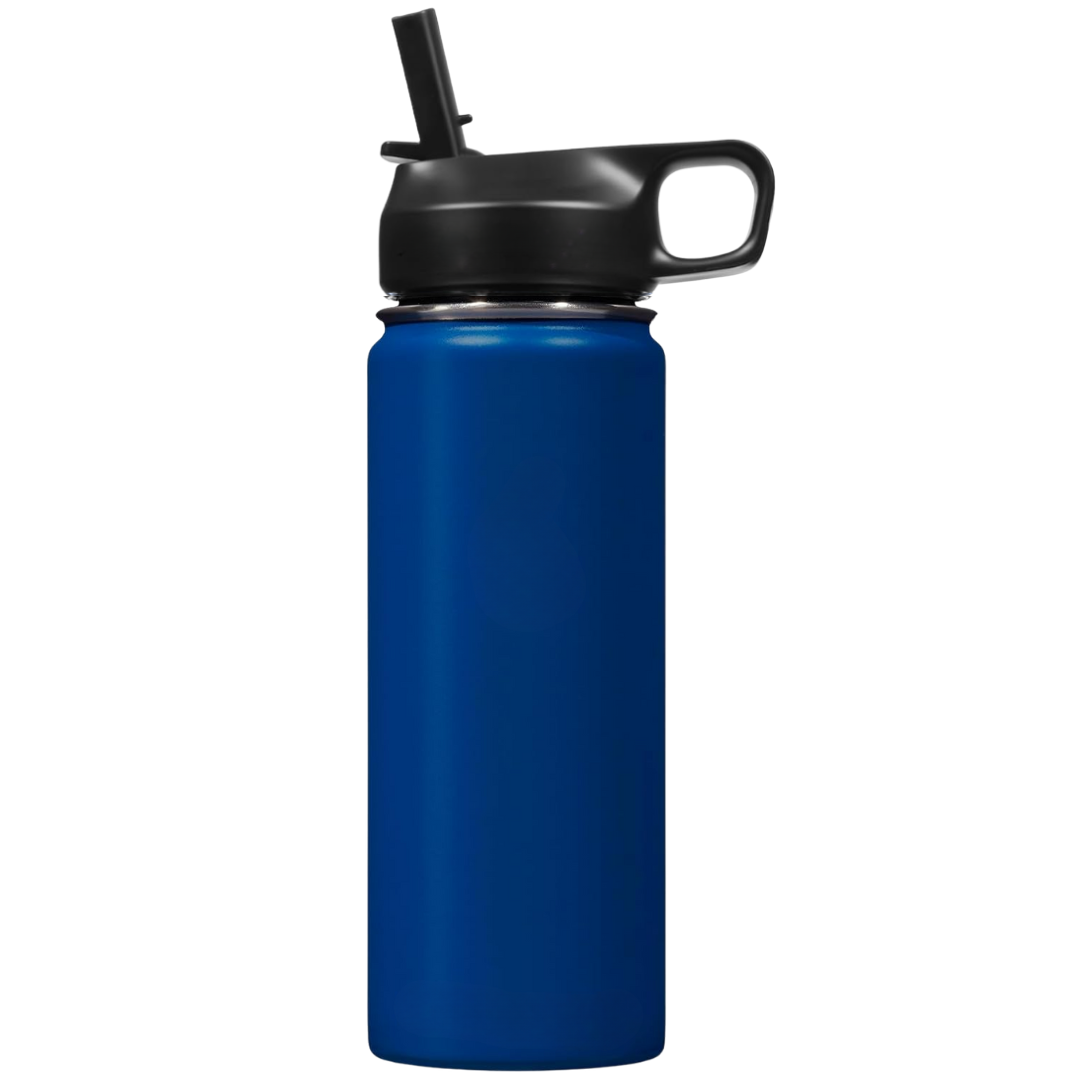Stainless Steel Insulated Water Bottle with Straw - For Cold & Hot Drinks-Dark Blue-500 ml-State of Style