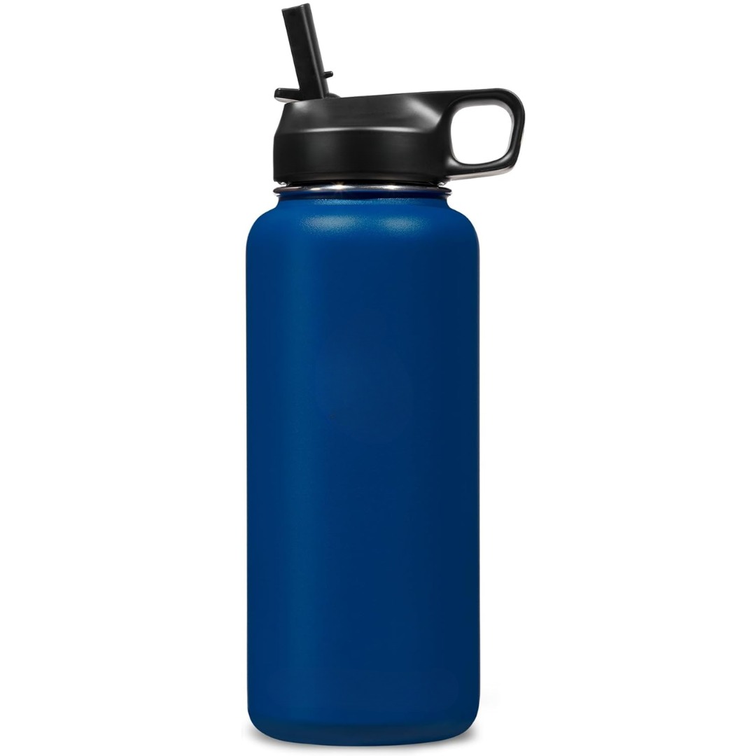 Stainless Steel Insulated Water Bottle with Straw - For Cold & Hot Drinks-Dark Blue-950 ml-State of Style