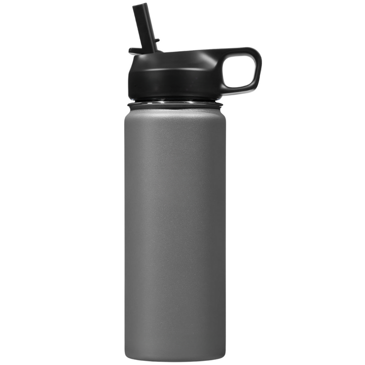 Stainless Steel Insulated Water Bottle with Straw - For Cold & Hot Drinks-Grey-500 ml-State of Style