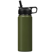 Stainless Steel Insulated Water Bottle with Straw - For Cold & Hot Drinks-Olive Green-500 ml-State of Style