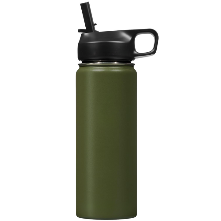 Stainless Steel Insulated Water Bottle with Straw - For Cold & Hot Drinks-Olive Green-500 ml-State of Style