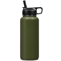 Stainless Steel Insulated Water Bottle with Straw - For Cold & Hot Drinks-Olive Green-950 ml-State of Style