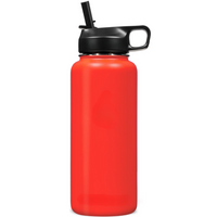Stainless Steel Insulated Water Bottle with Straw - For Cold & Hot Drinks-Red-950 ml-State of Style