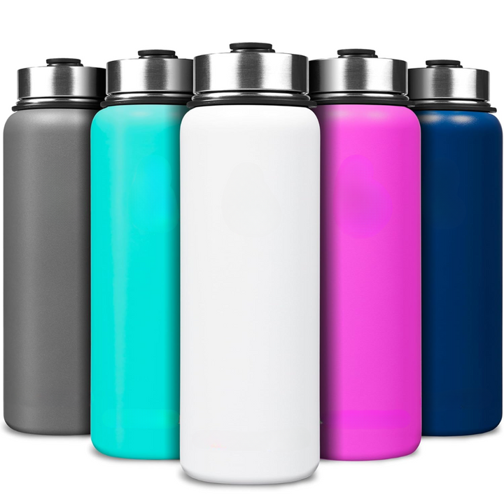 Stainless Steel Insulated Water Bottle with Straw - For Cold & Hot Drinks-White-1.2 l-State of Style