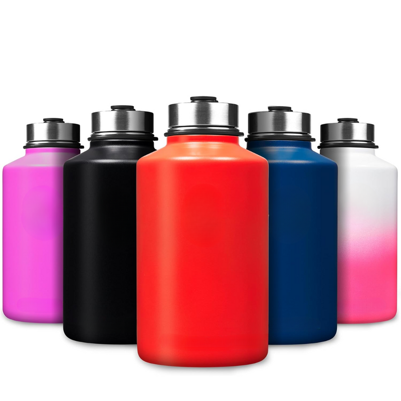 Stainless Steel Insulated Water Bottle with Straw - For Cold & Hot Drinks-White-1.9 l-State of Style