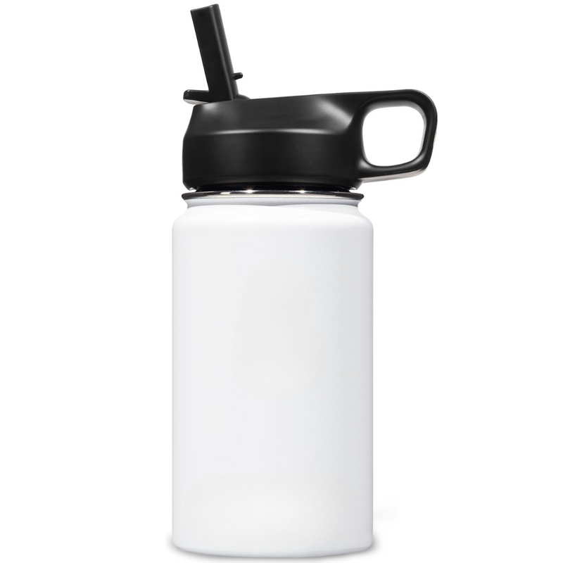 Stainless Steel Insulated Water Bottle with Straw - For Cold & Hot Drinks-White-400 ml-State of Style