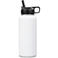 Stainless Steel Insulated Water Bottle with Straw - For Cold & Hot Drinks-White-950 ml-State of Style