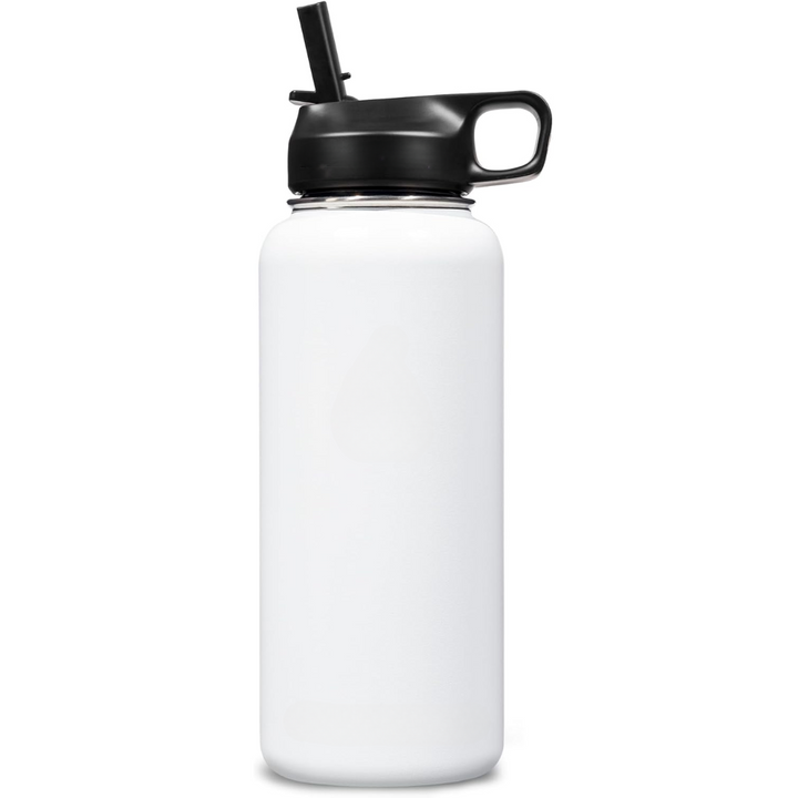 Stainless Steel Insulated Water Bottle with Straw - For Cold & Hot Drinks-White-950 ml-State of Style