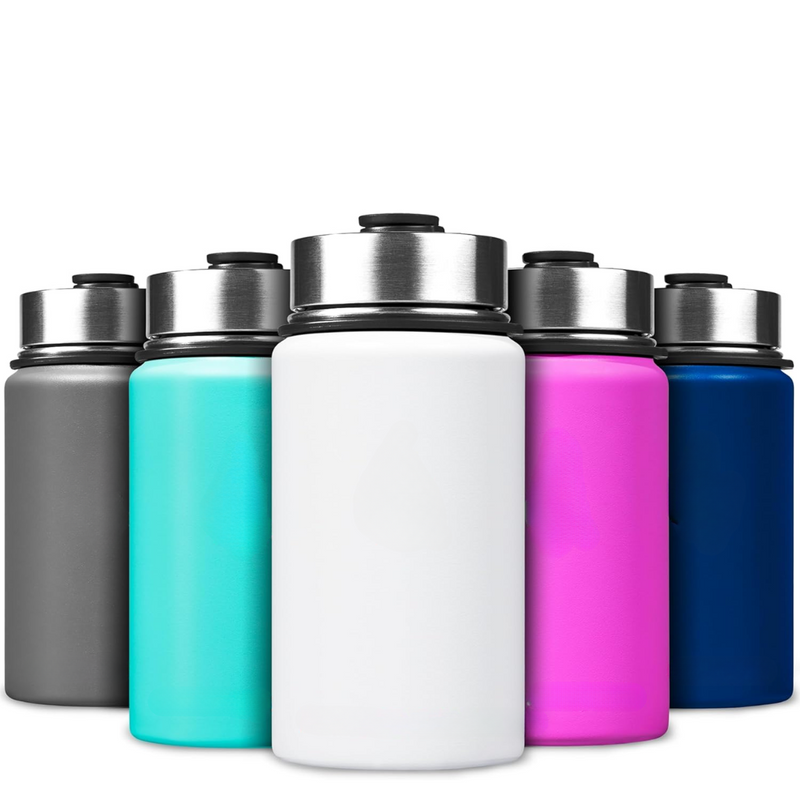 Stainless Steel Insulated Water Bottle with Straw - For Cold & Hot Drinks-White-Dark Blue-400 ml-State of Style