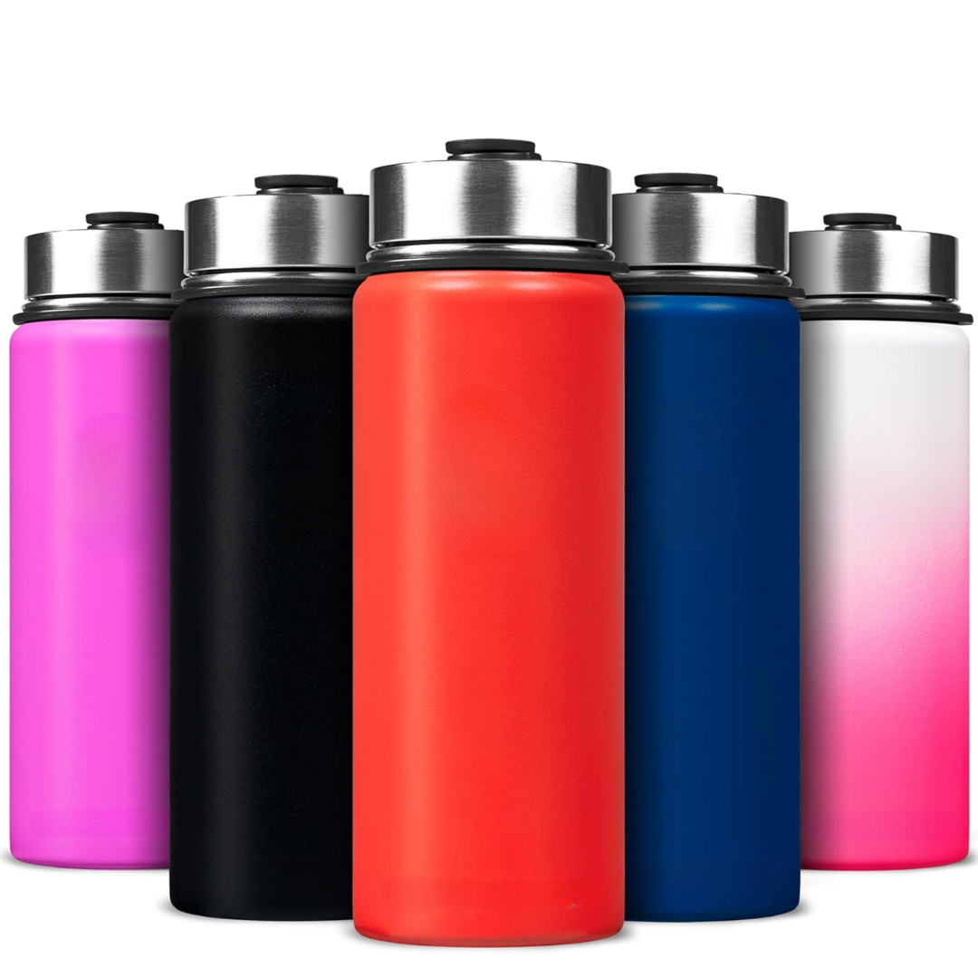 Stainless Steel Insulated Water Bottle with Straw - For Cold & Hot Drinks-White-Dark Blue-500 ml-State of Style