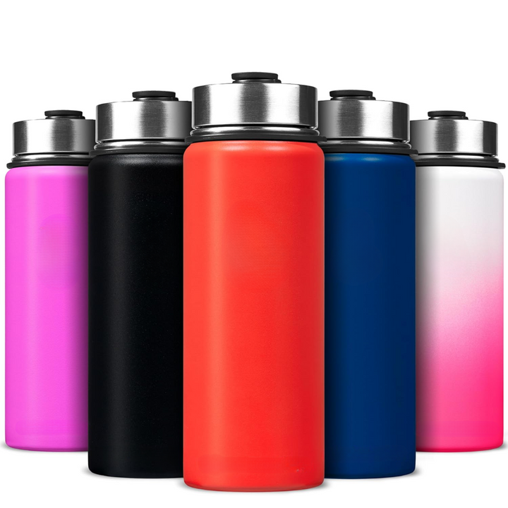 Stainless Steel Insulated Water Bottle with Straw - For Cold & Hot Drinks-White-Dark Blue-500 ml-State of Style