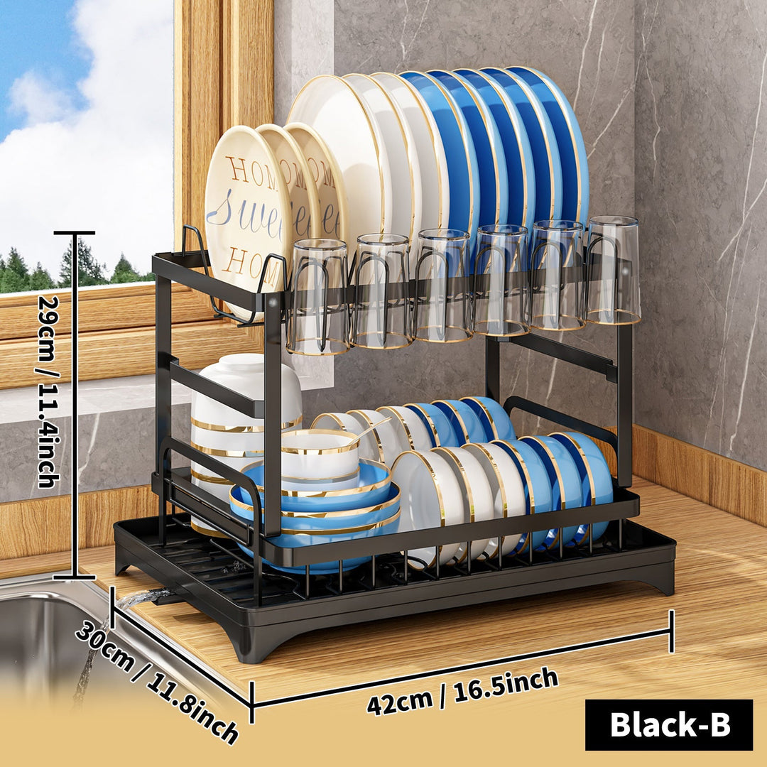 Stainless Steel Kitchen Dish Rack - Livano-Black-B-State of Style