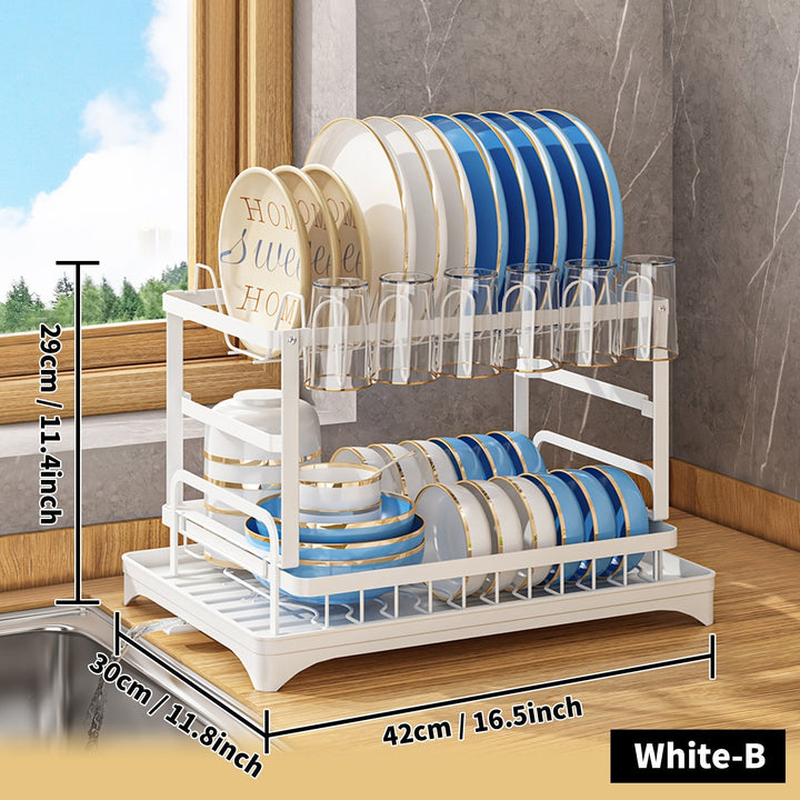 Stainless Steel Kitchen Dish Rack - Livano-White-B-State of Style