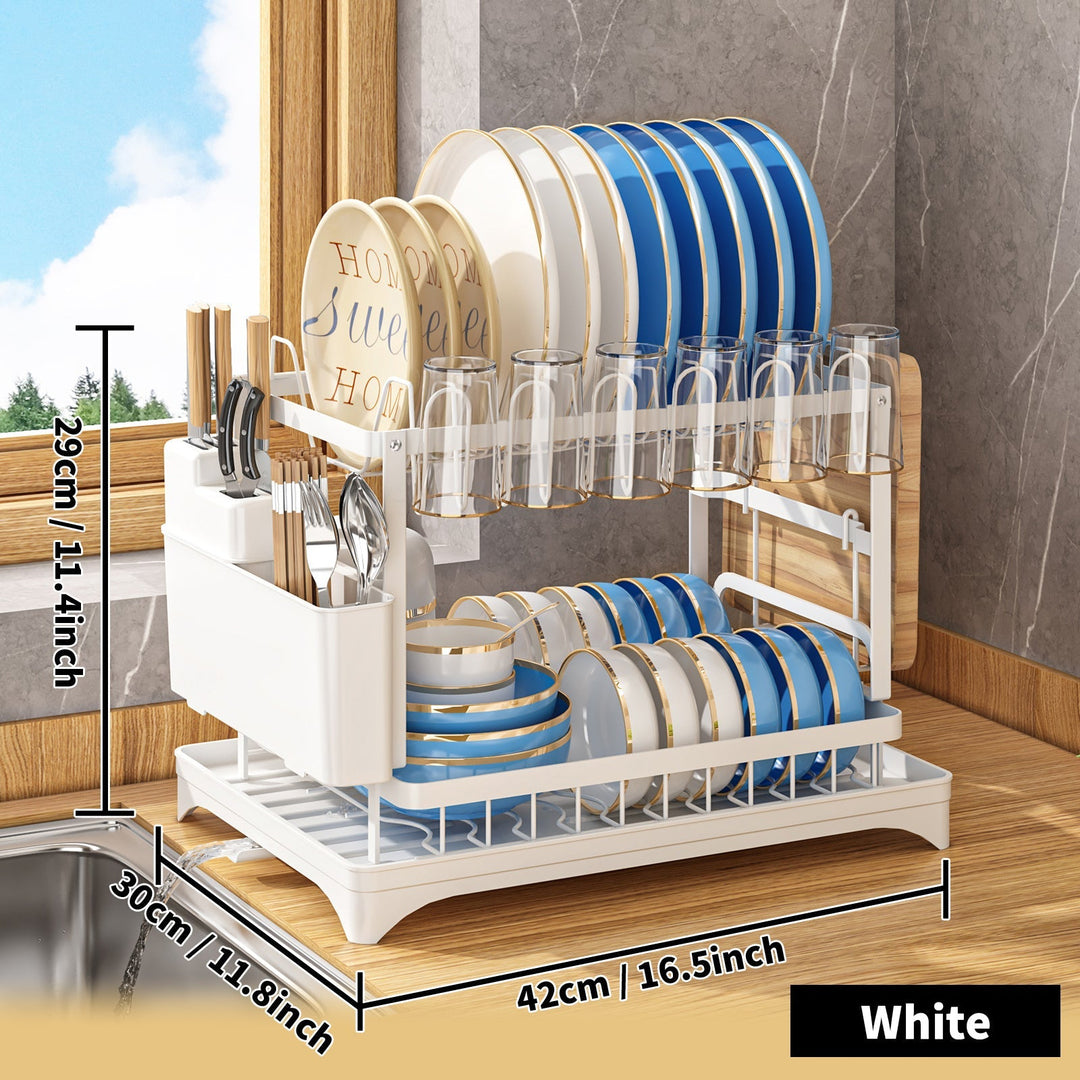 Stainless Steel Kitchen Dish Rack - Livano-White-State of Style