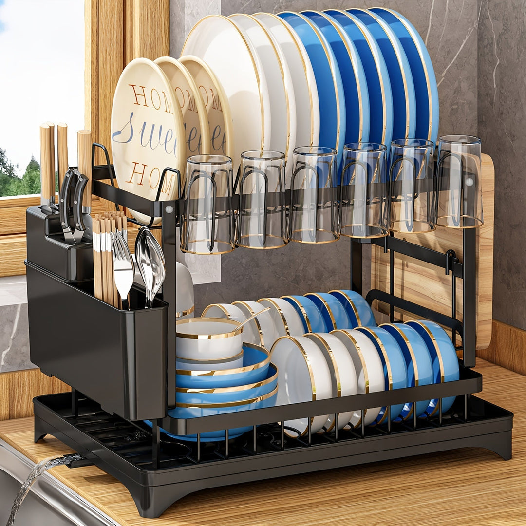 Stainless Steel Kitchen Dish Rack - Livano-White-State of Style