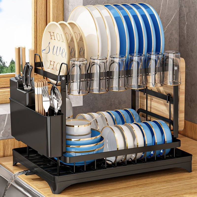 Stainless Steel Kitchen Dish Rack - Livano-White-State of Style