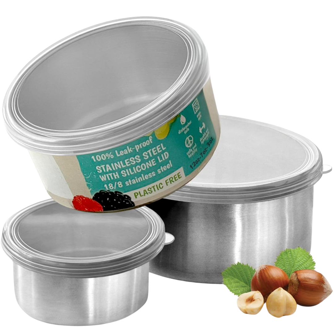 Stainless Steel Lunch Box Set with Lids – 100ml, 200ml, 400ml-Transparent-State of Style