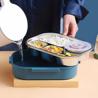 Stainless Steel Thermo Lunchbox - SteelLunch-Yellow-3 Compartments with Soup Bowls-State of Style