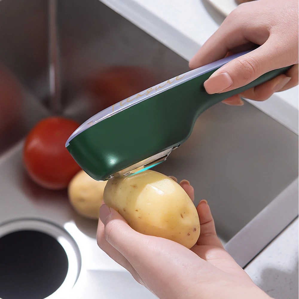 Stainless Steel Vegetable Peeler with Container - PeelPro-Dark Green-State of Style