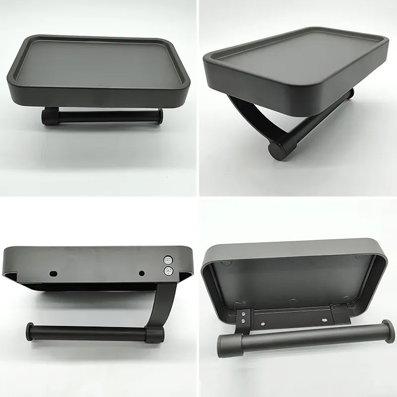 Stalux Toilet Roll Holder with Shelf-Black-State of Style