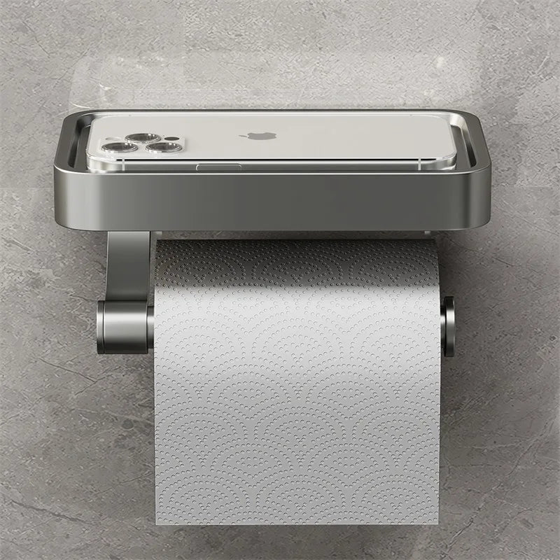 Stalux Toilet Roll Holder with Shelf-Grey-State of Style