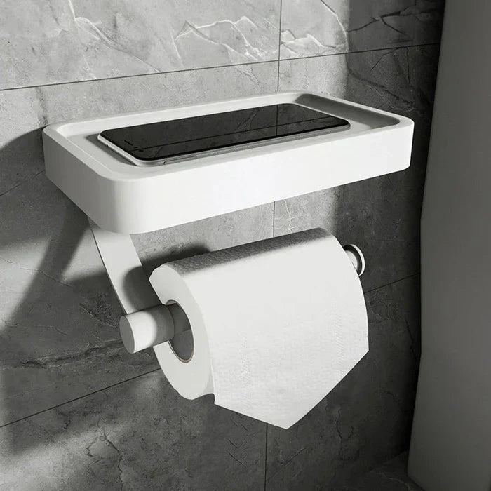 Stalux Toilet Roll Holder with Shelf-White-State of Style
