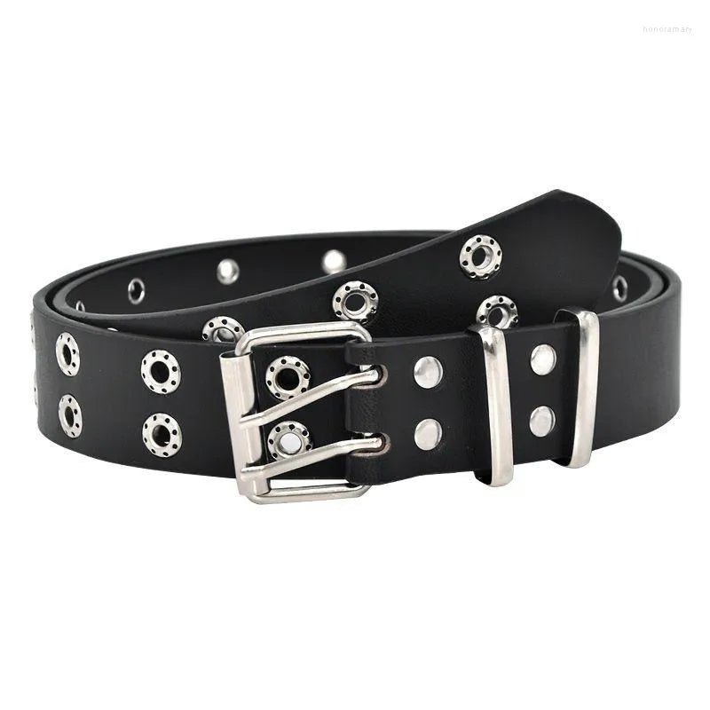 Star Eye Rivet Belt | Edgy & Trendy-Black Round-State of Style