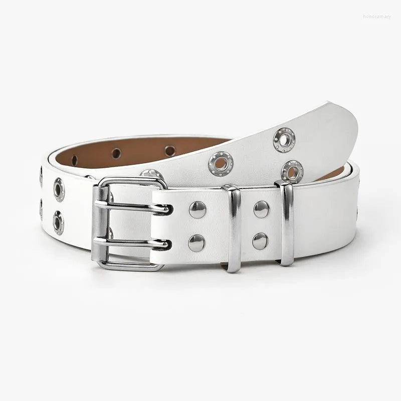 Star Eye Rivet Belt | Edgy & Trendy-White Round-State of Style