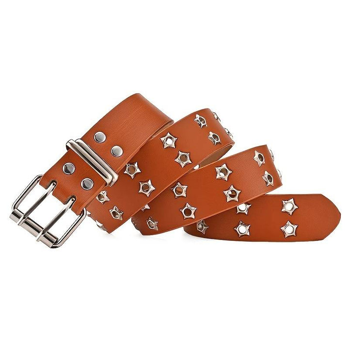 Star Eye Rivet Belt | Edgy & Trendy-White-State of Style
