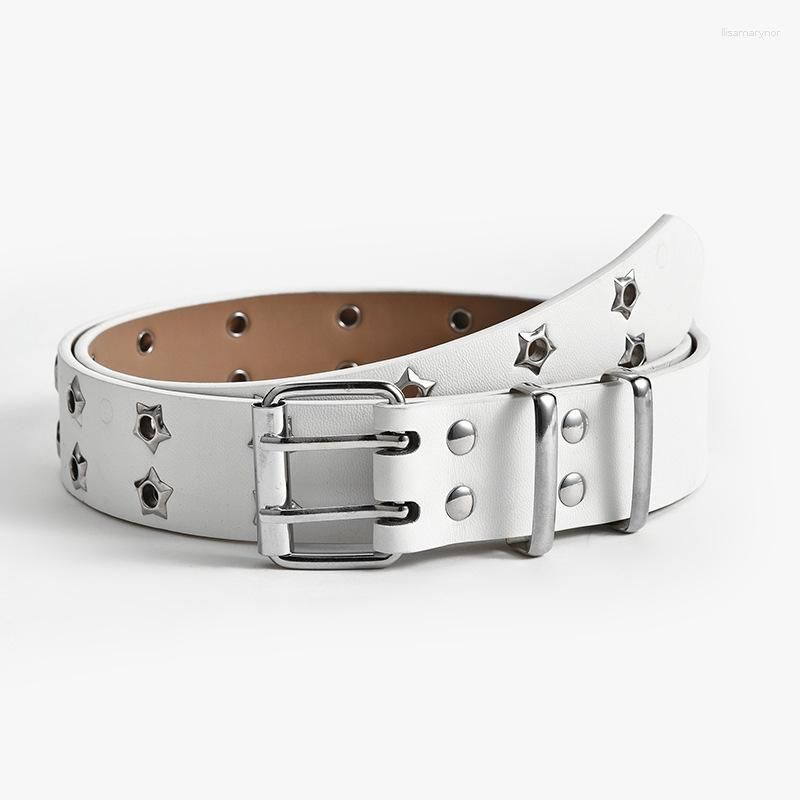 Star Eye Rivet Belt | Edgy & Trendy-White-State of Style