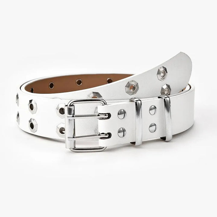 Star Eye Rivet Belt | Edgy & Trendy-White X-State of Style
