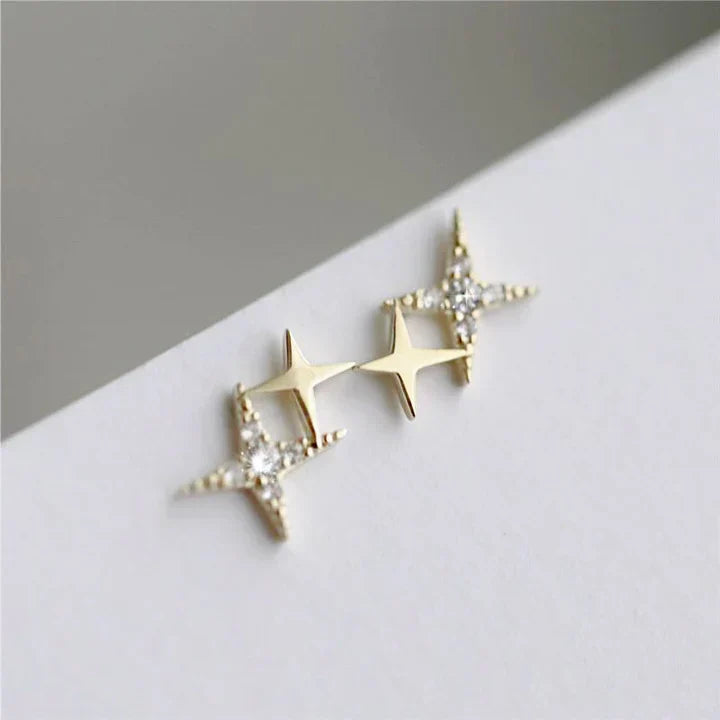 Star-shaped Stud Earrings with Zirconia - Lyra-Gold-State of Style