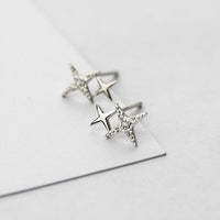 Star-shaped Stud Earrings with Zirconia - Lyra-Silver-State of Style