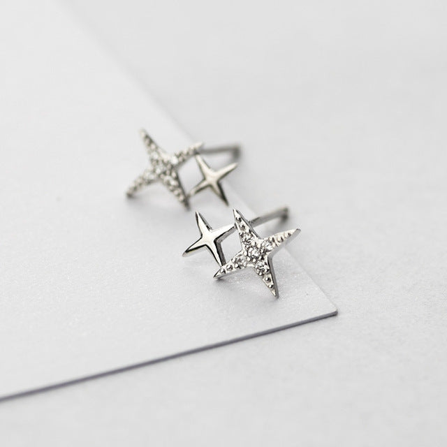 Star-shaped Stud Earrings with Zirconia - Lyra-Silver-State of Style